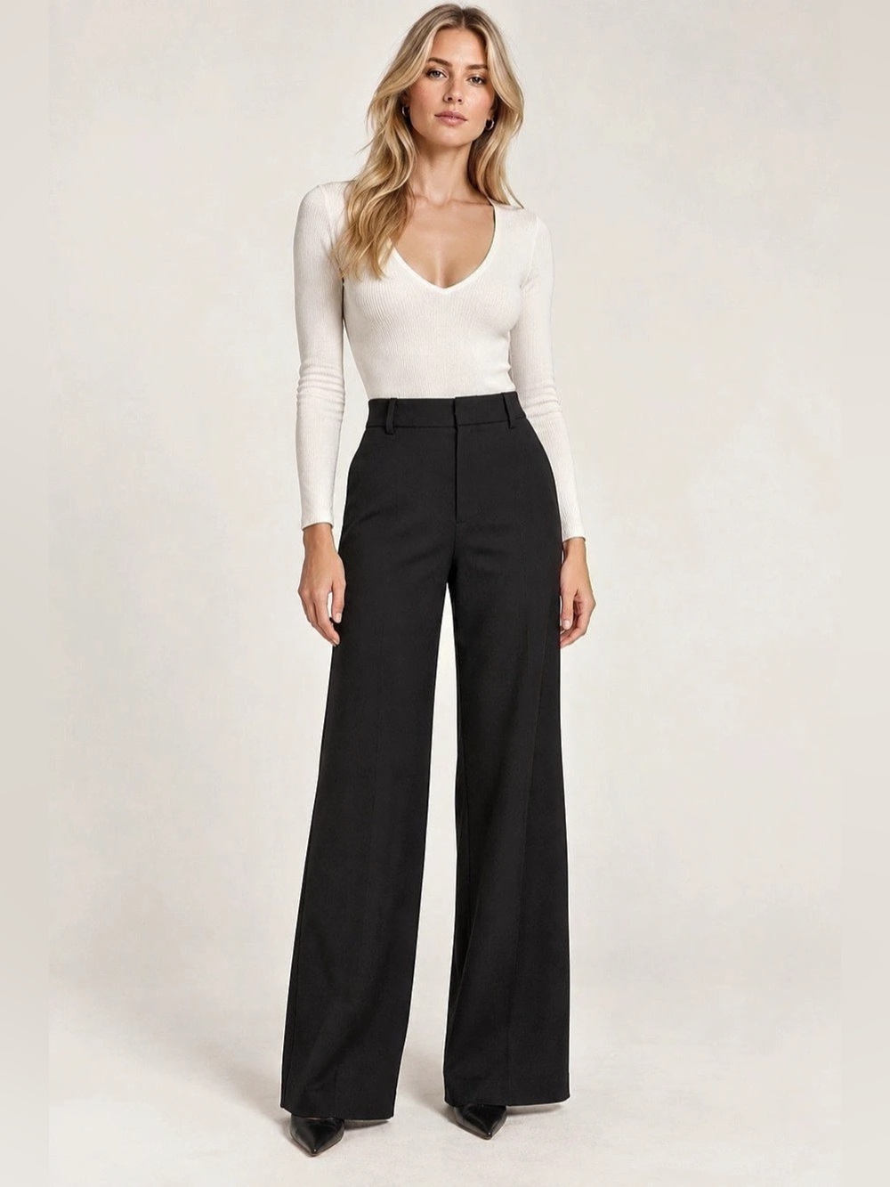 J.Crew Hutton 100% Wool Wide Leg High Rise Black Trouser Pants Size 4